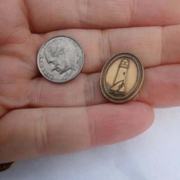 Vintage Lighthouse and sailboat tack lapel pin oxidization - Picture 6 of 13